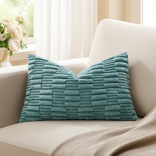 Kevin Textile 12x24 Inch Lumbar Pillow Cover 1 Pack Soft Plush Stripe by KevinTextile