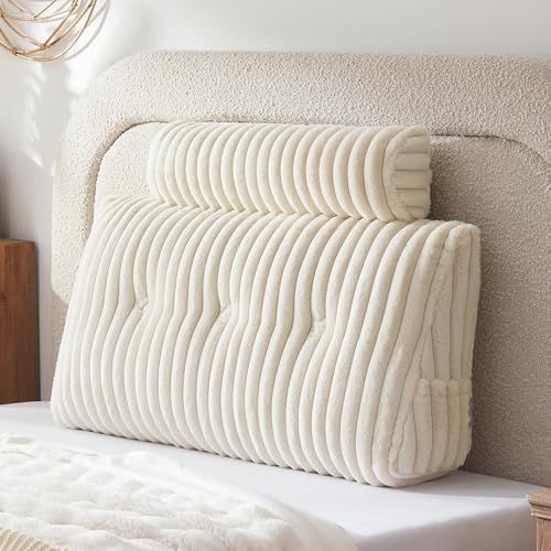 Headboard Pillow + A Long Neck Roll Pillow Body Pillow，Faux Fur Headboard Wedge - Image 2