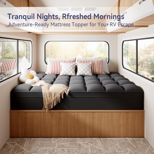 ELEMUSE RV Short Queen Grey Mattress Topper, Thick Pillow Top Mattress Pad - Image 2
