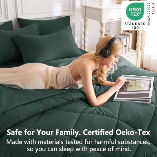 CozyLux King Comforter Set 102"x90" Forest Green - Image 3
