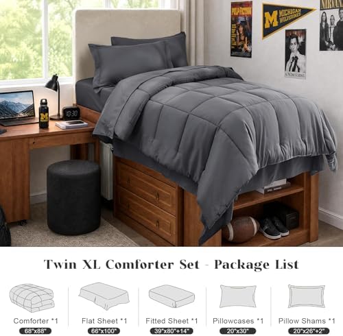 JOLLYVOGUE Twin Comforter Set, Ultra-Soft Bed in a Bag Twin Size 5 Pieces - Image 6