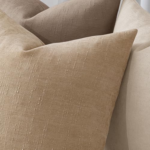 MIULEE Textured Chenille Throw Pillow Covers 20x20 Inch Starfish Khaki - Image 4