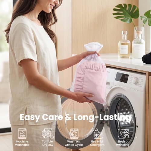 Set of 2 Brushed Microfiber Ruffle Pillow Cases King Size Pink - Image 5