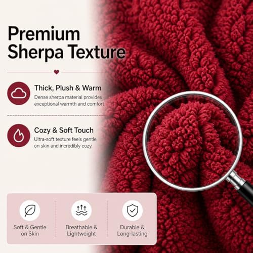 REAFORT Sherpa Euro Sham Cover 26"x26", Zipper Closure - Image 3