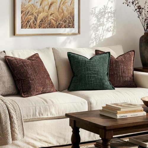 MIULEE Slubby Textured Decorative Throw Pillow Covers Dark Green 18x18 - Image 6