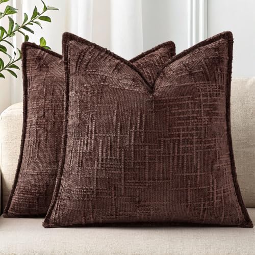 decorUhome Chenille Decorative Throw Pillow Covers 16x16 Set of 2 by decorUhome