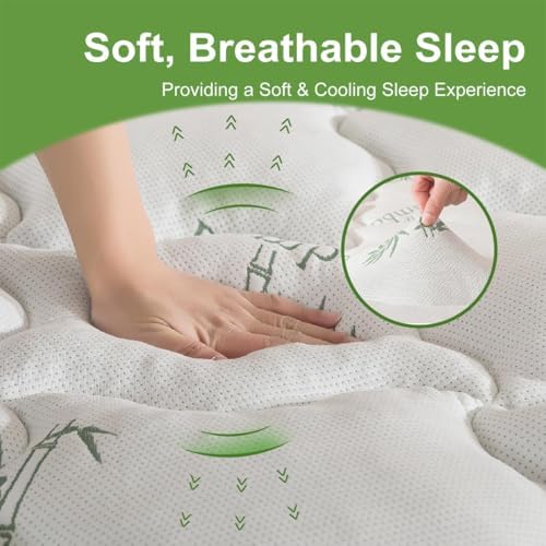 Whatsbedding Bamboo Viscose Memory Foam Mattress Topper 1500gsm - Image 4