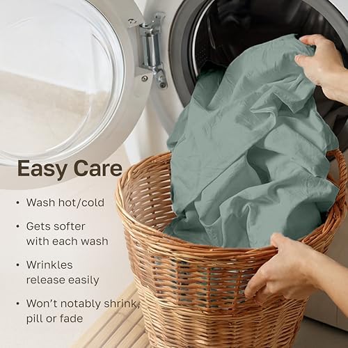 California Design Den 100% Organic Cotton XL Twin Sheets, Sage Green - Image 6