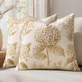 Set of 2 Decorative Floral Pillow Covers 20x20 Inch Light Yellow by SWANCOCO