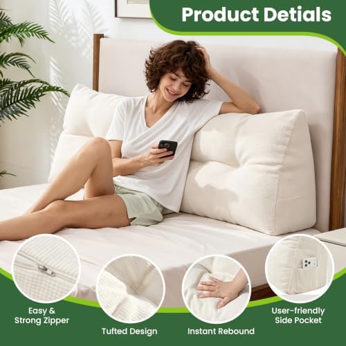 Headboard Pillow Queen, Triangle Bed Wedge Pillow - Image 5