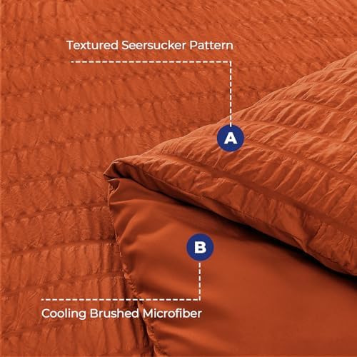 HYMOKEGE Burnt Orange Oversized King Comforter Set Seersucker 7 Pieces - Image 4