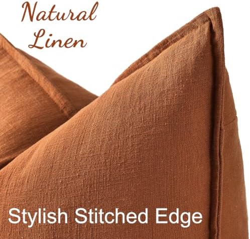 decorUhome Fall Light Rust Linen Throw Pillow Covers 12x20 Set of 2 - Image 4