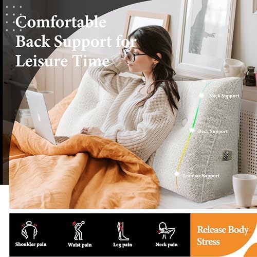 Triangle Reading Pillow XXL Full Size XXL Wedge Headboard Extra Large Back - Image 2