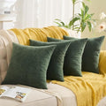 GAWAMAY Dark Green Chenille Throw Pillow Covers 18x18 Set of 4 by GAWAMAY