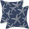 Navy Blue Starfish Pillow Covers 18x18 Inch Set of 2 Coastal Throw Pillows by GOLIANDA