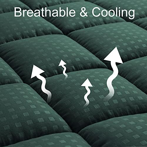 HYLEORY Full XL Mattress Pad Quilted Fitted Mattress Protector Cooling Pillow - Image 2