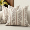 Vintage Throw Pillow Covers 26x26 Set of 2, Striped Floral Pillow Cover by DKwizme