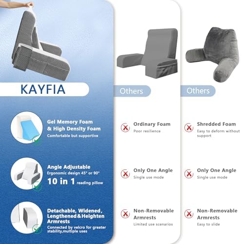 Kayfia Reading Pillow, Gel Memory Foam Back Rest Pillow - Image 5