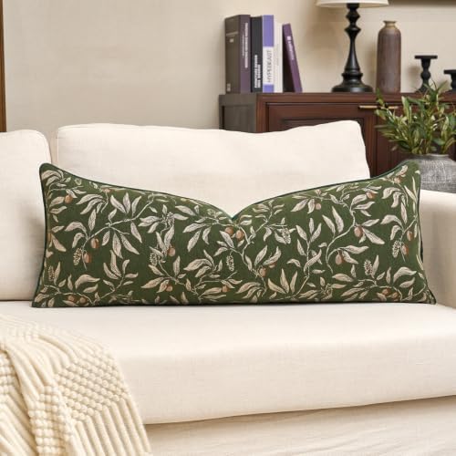 Alerfa Green Floral Throw Pillow Cover 14 x 36 Inch Rectange Luxury Decorative by Alerfa