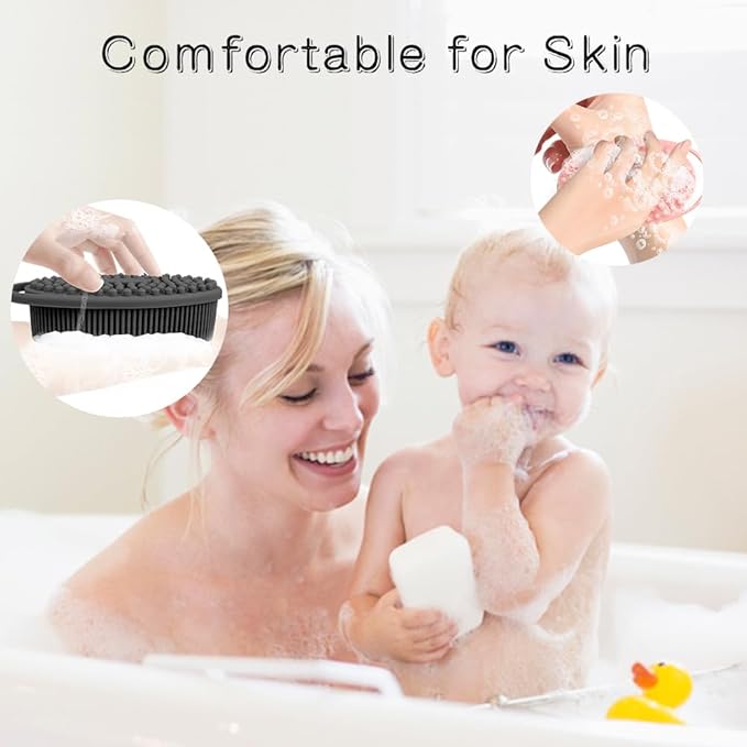 3 Pack Silicone Body Scrubber, Silicone Loofah Exfoliating Soft Body Scrubber - Image 6