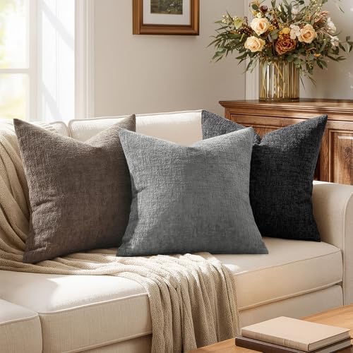 MIULEE Couch Pillow Covers Textured Chenille Home Decor 24x24 Medium Grey - Image 5