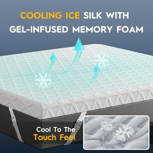 ELEMUSE 3 Inch Queen Size Gel Memory Foam Mattress Topper, Cooling Ice Silk - Image 3