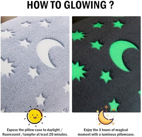 HOMBYS Glow in The Dark Body Pillow Cover, Soft Velvet Fluffy Bed Pillow Case - Image 4