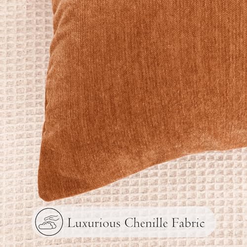 JoraLion Chenille Lumbar Pillow Covers 14x24 inch Dark Orange - Image 3