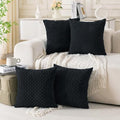 Set of 4 Black Decorative Throw Pillow Covers 24x24 Inch Corduroy Pillow Covers by Cozoomy