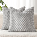 MIULEE Decorative Throw Pillow Covers 16x16 Light Grey Textured Corduroy by MIULEE