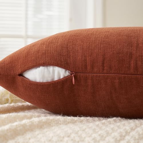 MIULEE Fall Rust Terracotta Chenille Couch Throw Pillow Covers - Image 3
