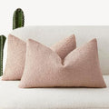 Foindtower Cozy Textured Boucle Lumbar Throw Pillow Covers 12x20 Light Pink by Foindtower