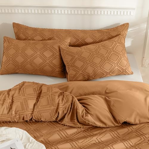 JELLYMONI Rust Grid Tufted Pillowcases Body Size 20" x54" - Image 3