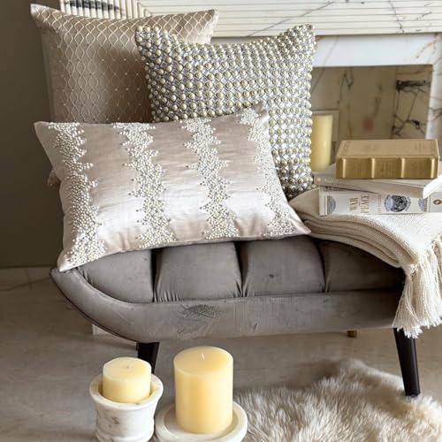 Ivory Decorative Lumbar Pillow Cover 12" x 16" | Modern Satin Oblong Cushion - Image 6