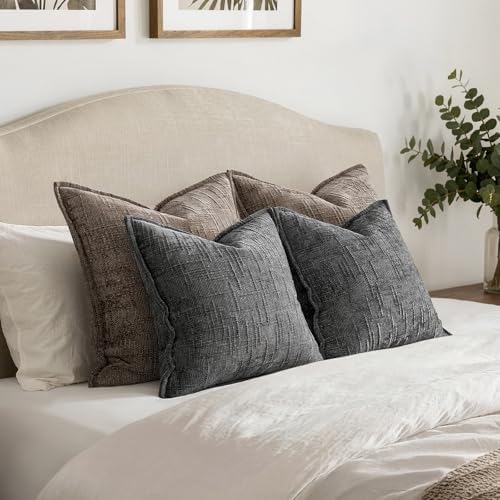 MIULEE Slubby Textured Decorative Throw Pillow Covers Dark Grey 20x20 - Image 5
