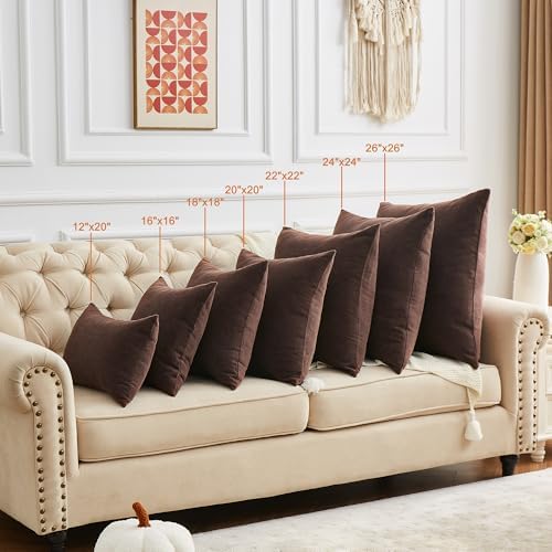 GAWAMAY Coffee Chenille Throw Pillow Covers 22x22 Set of 2 - Image 6