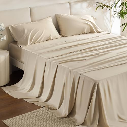 Bedsure PureWoven 100% Rayon Derived from Bamboo, Queen Sheets, 4 Pieces by BEDSURE