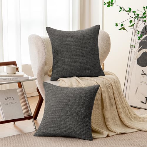 a moment Black Chenille Throw Pillow Covers 22x22 Inch Pack of 2 Modern - Image 2