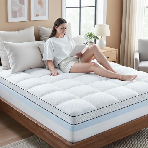 Full Size Dual Layer 4 Inch Memory Foam Mattress Topper, 2 Inch Gel Memory Foam - Image 6