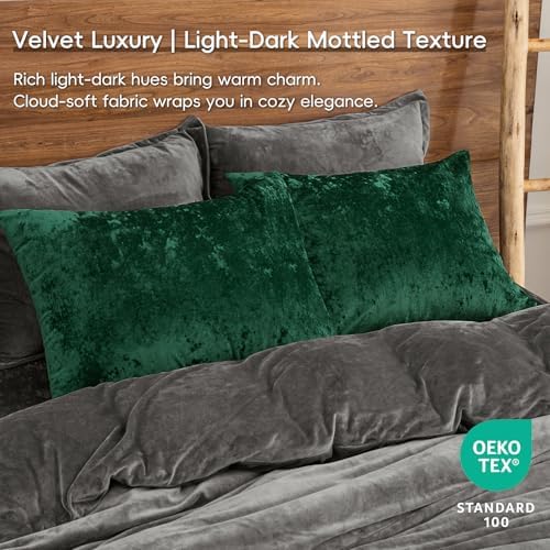 PHF Truly Velvet Pillowcases Standard 20" x 26", Emerald Green, No Insert - Image 2