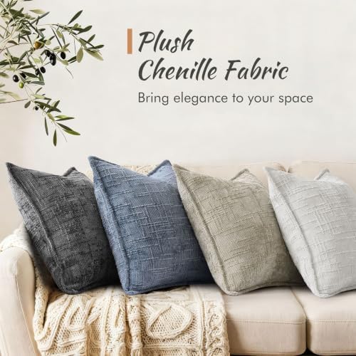 decorUhome Chenille Throw Pillow Covers 26x26 Set of 2 - Image 4