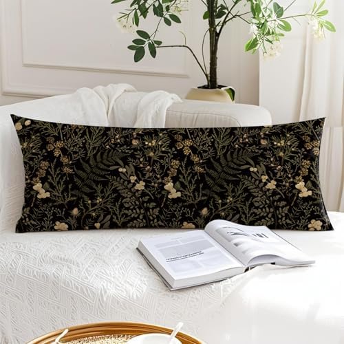 Moody Floral Botanical 20x54 Body Pillow Cover, Dark Aesthetic Room Decor - Image 6