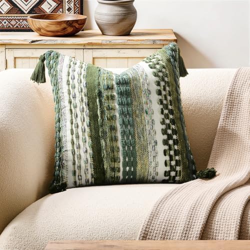 Kevin Textile Boho Tufted 18x18 Inch Pillow Cover 1 Pack by KevinTextile
