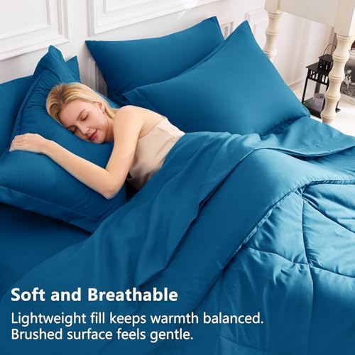CozyLux King Comforter Set 102"x90" Teal - Image 3