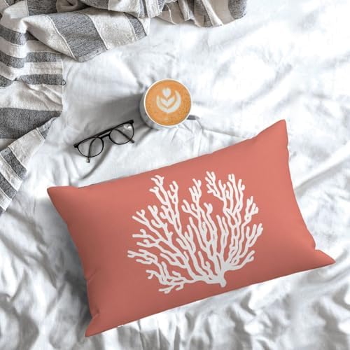 Coastal Pillow Covers 12x20 Set of 2 Orange Coral Starfish Throw Pillows - Image 3