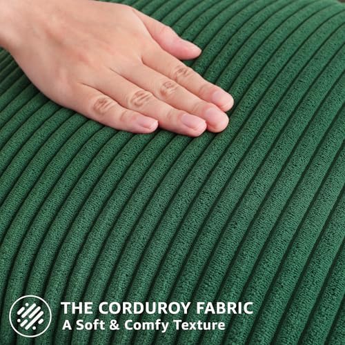 Mecatny Soft Corduroy Throw Pillow Covers 24x24 Set of 2 Christmas Green - Image 5