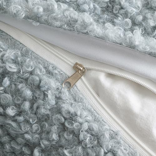 MIULEE Decorative Faux Fur Pillow Covers Sherpa 20x20 Light Blue - Image 5