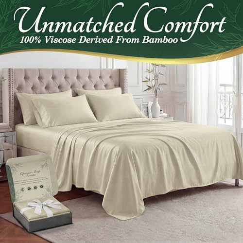 DECOLURE 100% Viscose Derived from Bamboo Sheets Full Size, Luxury 6 Pc Set - Image 2
