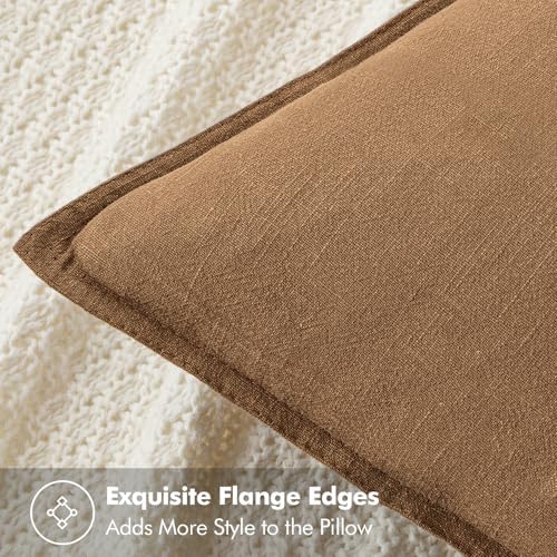 MIULEE Decorative Linen Pillow Covers 18x18 Inch Brown - Image 2