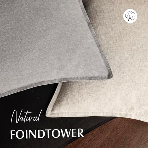 Foindtower Linen Solid Decorative Throw Pillow Covers 20x20 Inch Light Gray - Image 4